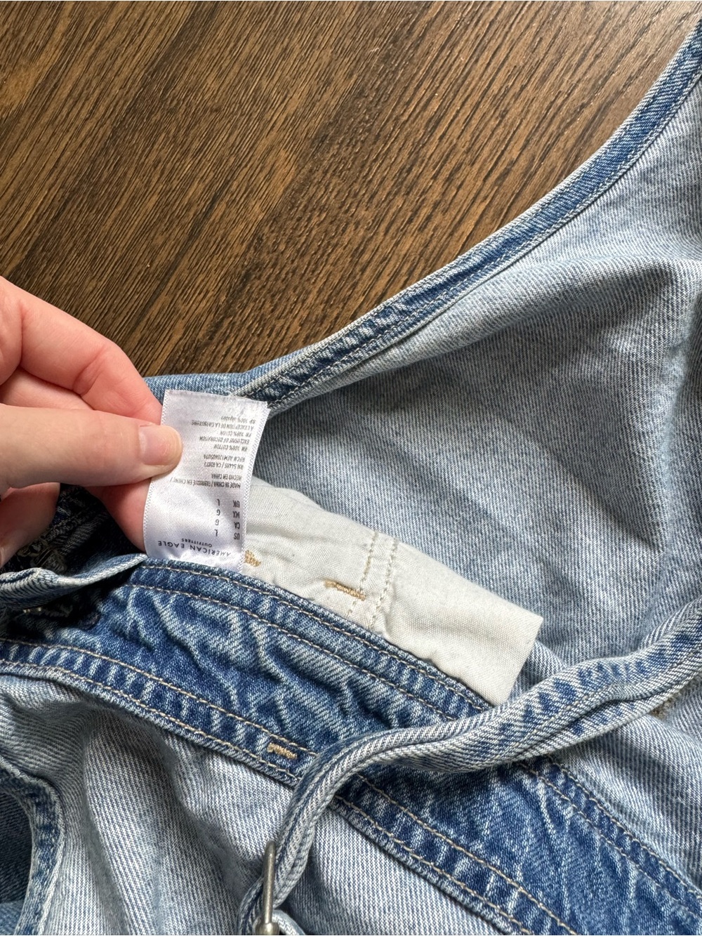 American Eagle Outfitters Light Blue Distressed Denim Overalls - Picture 2 of 3